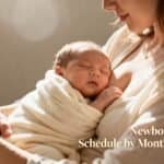 Softly sleeping newborn baby breastfeeding in mother's arms, maternal care, early baby feeding, newborn health, parenting tips.
